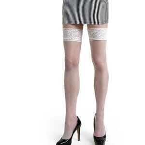 Thigh Hi Fishnet Stockings Veronica T1/2 white by Legg Story MADE IN PARIS Sexy!